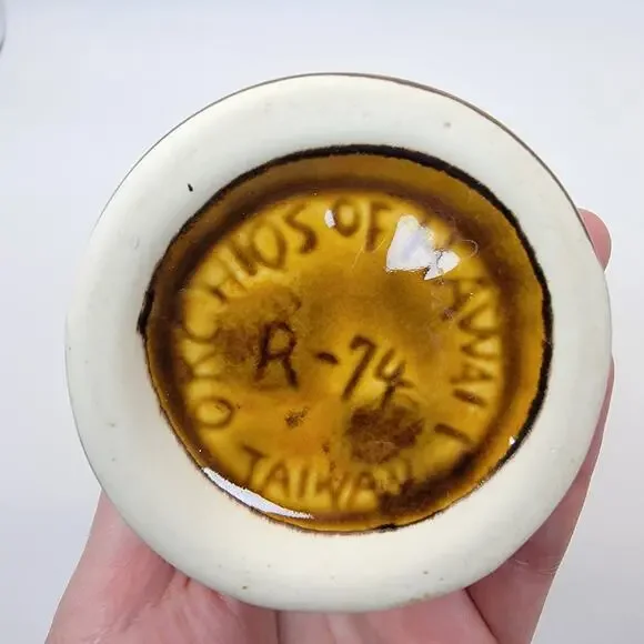 Orchids of Hawaii R-74 Brown Glazed Tiki Mug Vintage Ceramic Barware Taiwan - Picture 6 of 9